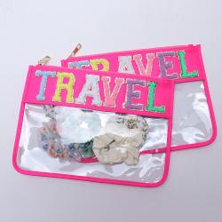 Stock New Large Capacity Ladies Makeup Accessories Pouch Clear PVC Portable Travel Zipper Embroidered Cosmetic Toiletry Bag