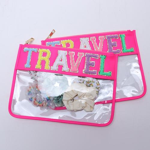 Stock New Large Capacity Ladies Makeup Accessories Pouch Clear PVC Portable Travel Zipper Embroidered Cosmetic Toiletry Bag