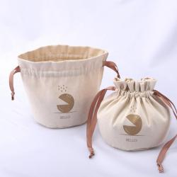 High Quality Round Bottom Cotton Twill Gift Wine Packaging Drawstring Pouch Eco Friendly Cotton Dust Bag