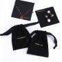 Custom Gold Stamping Cotton Linen Bracelet Necklace Jewelry Bag With Microfiber Cleaning Cloth Jewelry Card Packing Pouch