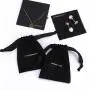 Custom Gold Stamping Cotton Linen Bracelet Necklace Jewelry Bag With Microfiber Cleaning Cloth Jewelry Card Packing Pouch