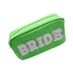 Factory Hot Small Cosmetic Bag Nylon Pearl Towel Embroidery Letter Travel Cosmetic Pouch Makeup Tote Bag For Purse Daily