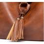 Customs Handbag  Large Capacity Luxury PU Leather Solid Color Tassels  Messenger for Women  Zipper Customs Tote Bag