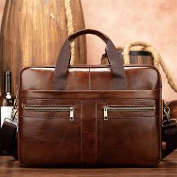 XL345 Genuine Leather Message Bags Men's Business Durable Laptop Bags Practical Simple Shoulder Bag Customized Logo