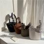 Women's Handbag Basket Shoulder Tote Crossbody Messenger Bag Ladies Large Capacity Fashion Splicing Leather Bucket Bag
