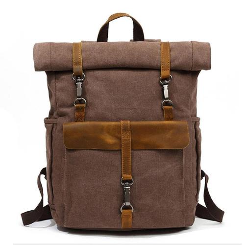 2023 Outdoor Large Capacity Knapsack Mountaineer Backpack Men's Oil Wax Canvas With Full Grain Leather Travel Shoulder Rucksack