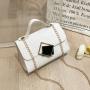 Pu Cover Chains Single Shoulder Crossbody Bag Flower Printing Handbags for Women Pure Color Fashion Bag