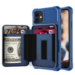 Customized leather mobil phone case cover zipper phone back holder leather phone case