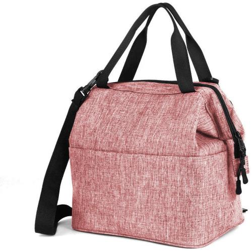 Pink Durable Nylon Lunch Bag Insulated Lunch Box Soft Cooler Cooling Tote for Adult Men Women