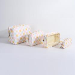 Fashion Customize Printing Travel Makeup Bag Nylon Embroidery Organizer Checked Pouch Women Cosmetic Bags & Cases