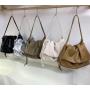 New autumn and winter soft leather drawstring pleated bag versatile solid color shoulder bag with large capacity underarm bag