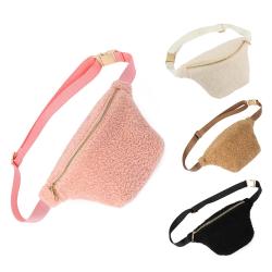 Wholesale Men Sport Running Small Sherpa Fleece Shoulder Crossbody Fanny Pack Custom TeddyBelt Bum Bag With Adjust Strap