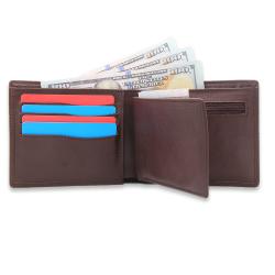 Top grain genuine leather men's two in one wallet