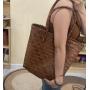 ZWY345 Faux Rattan Ladies Handmade Woven Bag Long Shoulder Vintage Vegetable Basket Bag Wholesale Casual PVC Shopping Tote Bag