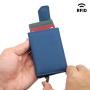 Wholesale leather pop up wallet card holder men aluminum card case leather metal card holder