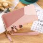 HR072 PU Leather Women Long Luxury Wallets Combination Color Contrast Handheld Coin Zipper Purse Phone Credit Card Holder Bag