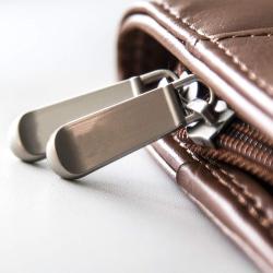 OEM Custom Calculator Business Portfolio Simple Style Handmade PU Leather Zipper A4