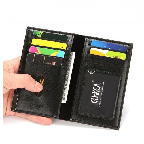 ZHF022 Lychee Pattern PU Leather Men's Wallet Clip Fashion Hand In Hand with Bag Push Pull Finger Slot Card Bag Clip