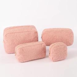 Keymay No MOQ RTS Winter S M L XL Travel Toiletry Bag Makeup Organizer Coin Purse Teddy Mini Cosmetic Bag Makeup Pouch Bag