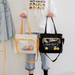 New Fashion Designer Ita Bag Pin Display Custom Ita Shoulder Bag Black with Clear Window