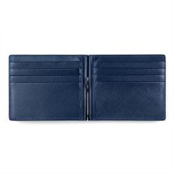 Superb quality saffiano genuine leather mens wallet rfid slim short wallet with money clip inside