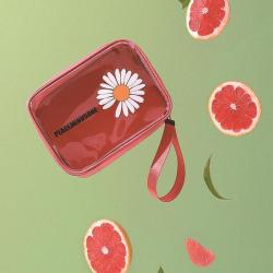 Creative Portable Toiletry Bag Travel Large Capacity Cosmetic Storage Bag PVC Transparent Waterproof Daisy Cosmetic Bag