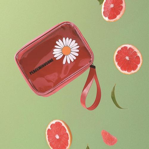 Creative Portable Toiletry Bag Travel Large Capacity Cosmetic Storage Bag PVC Transparent Waterproof Daisy Cosmetic Bag