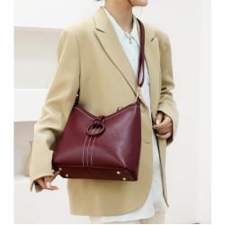 2024 Retro Women's Handbag New Fashion Single Shoulder Crossbody Bag  European-American Style  Large Ladies Bag With Round Ring