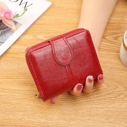 2024 New Women's Short Wallet Student Cute Zipper Card Bag Soft Leather Wallet Coin Purse