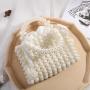 Custom Acrylic resin pearl Beaded Handbags Handmade Weave Crystal Pearl Mini Tote Bags Evening Bags for Women 2024