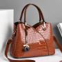 Bolsos Para Mujeres Large Capacity Single Shoulder Bag 2022 New Spliced Alligator Print Bag Pu Pure Color Zipper Crossbody Bag