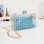 Fashionable and exquisite diamond inlaid transparent acrylic small square bag