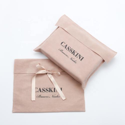 Custom Logo Printed velvet Suede Envelope Bag High End Decoration Ribbon Velvet Envelope Pouch