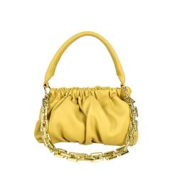 Trendy Women Pleated Shoulder Underarm Bag Casual Ladies Solid Color with chain Hobos Purse Handbags