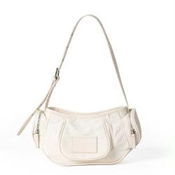 Nylon Pocket Shoulder Fashion Half Moon Zipper Handbag Wholesale Korean Small Black Saddle bag For Women