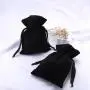 Accept Custom Logo Size Velvet Material Drawstring Bag Black Soft Velvet Jewelry Gift Packaging Pouch