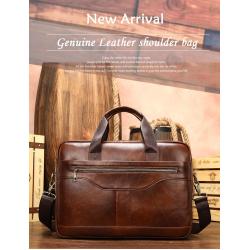 Retro First layer Cow Leather Laptop Briefcase For Men Design Business Customised Size Luxury Wear proof Men's Briefcase