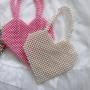 Custom acrylic beaded hand bag Women Popular Heart Handbags 2024 Luxury Designer Pearl Bag Cute  Purses for Girls Women