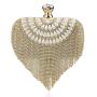 Hot sale gold rhinestone tassel pearl bag handbag metal chain shoulder clutch evening bags for wholesale