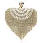 Hot sale gold rhinestone tassel pearl bag handbag metal chain shoulder clutch evening bags for wholesale