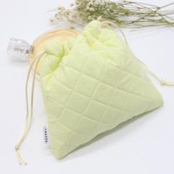 Custom Logo Printed Quilted Cotton Perfume Pouch Small Cotton Bag For Gift Jewelry Packaging Luxury Drawstring Cotton Bag