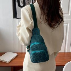 HR528 New Women's Chest Bag Corduroy Waistpack New Casual Lightweight Shoulder Bag Versatile Simple Crossbody Running Waist Bag