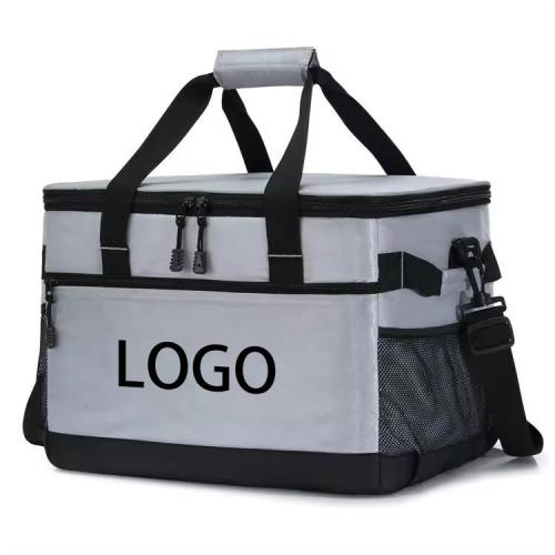 BSCI Custom Logo Collapsible Dual Compartment Large Thermal Cooling Bag Soft Leakproof Reusable Cooler Bag