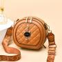 KBW451 New Women Bags Net Red Single Shoulder Bag Fashion Wide Shoulder Strap Rhombus Ladies Handheld Crossbody Small Round Bag