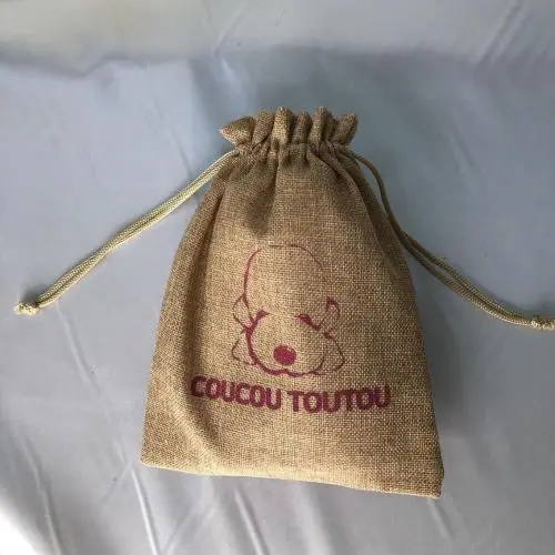 Reusable Custom Logo Burlap Hessian Jute Pet Dog Food Gift Bag Dog Food Packaging bag Burlap Hessian Jute Pet Dog Pouch