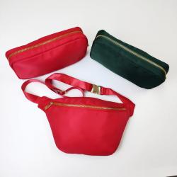 Christmas Fanny Pack Print Embroidery Design Customization Nylon Belt Bags Red Green Crossbody Adjustable Strap Nylon Bag