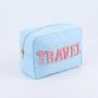 New Fashion Wholesale Nylon Waterproof Zipper Makeup Bags Custom Designer Embroidered Patches Travel Pink Womens  Cosmetic Bag