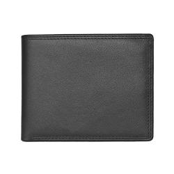 Nappa genuine leather trifold wallet fashion rfid men wallet with coin pocket purse