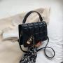 New retro solid color small bag 2024 summer fashion embossed crossbody bag diamond simple handbag women's shoulder messenger bag