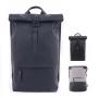 CHANGRONG Custom high quality black waterproof leather travel laptop top roll backpack men